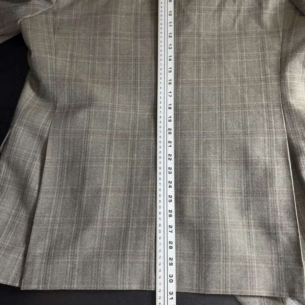 Jos A Bank Traditional Fit Blazer Sport Coat 44L Mens Check Brown Wool‎ Silk
